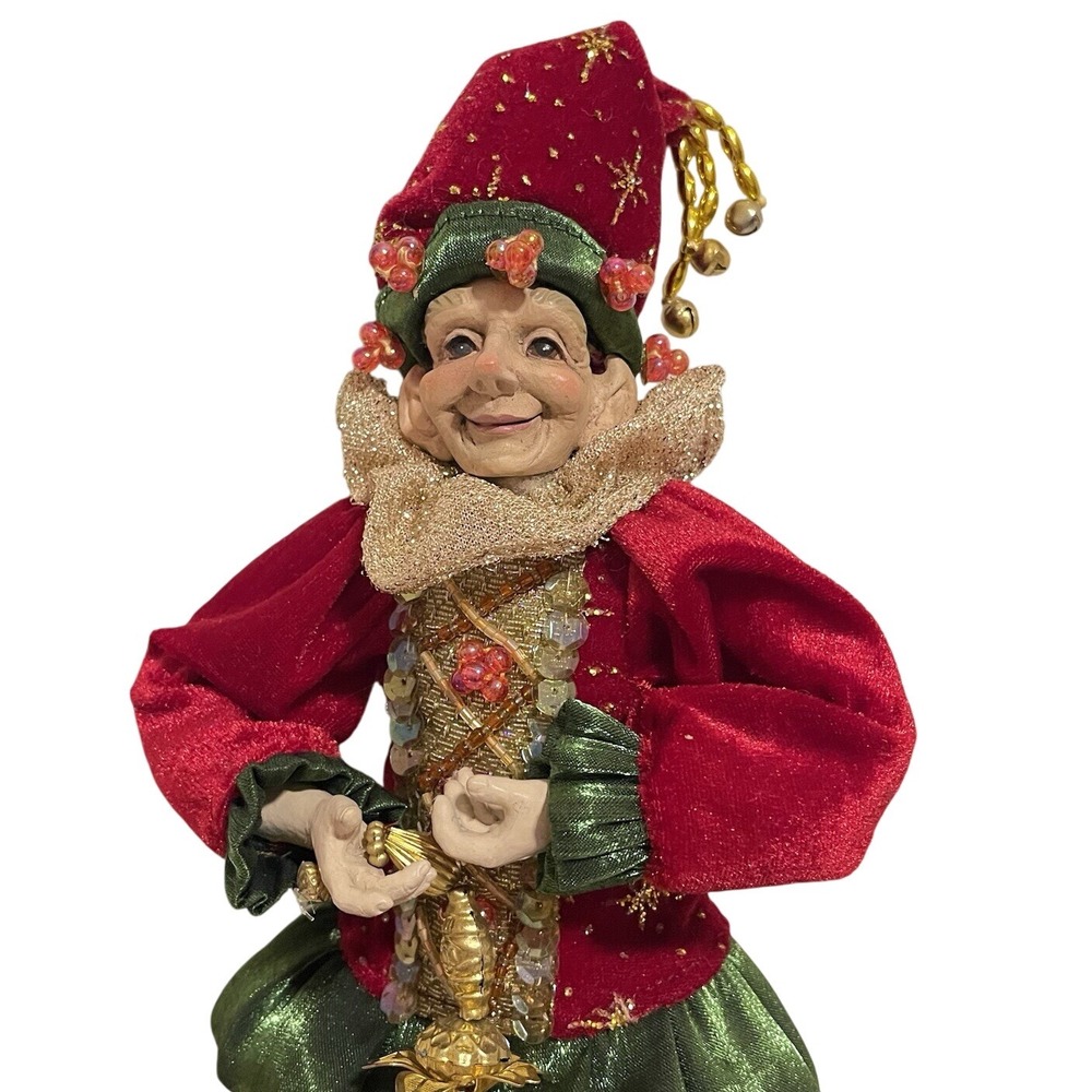 vtg large katherines collection collectible Christmas jester elf Pixi poseable
